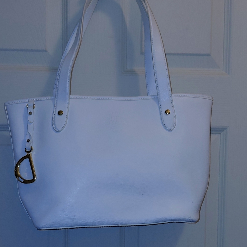EUC Lauren Ralph Lauren White Leather Handbag, Just In Time For Spring!